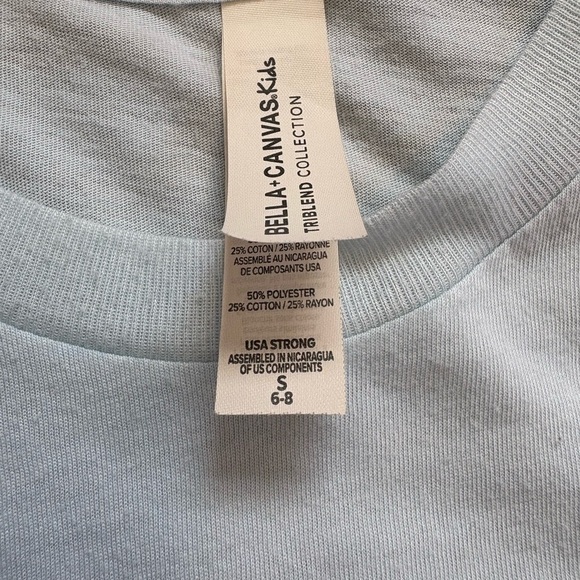 🤍5 for 20$ Bella Canvas Disney Baby Blue Short Sleeve Tee Size Kids Small 6-8 - Picture 3 of 7